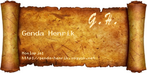 Genda Henrik névjegykártya